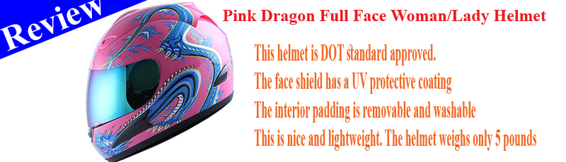 Motorcycle Street Bike Pink Dragon Full Face Woman/Lady Helmet 